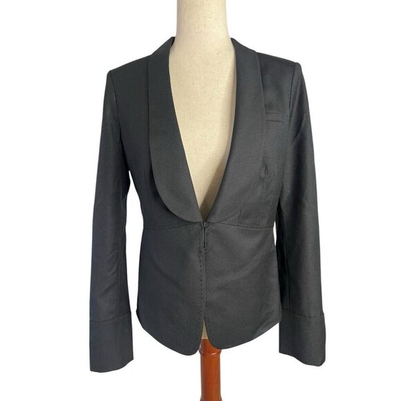 Tory Burch Black Wool Blend Blazer Small Sz 4 Office Siren Designer Chic - Picture 1 of 16